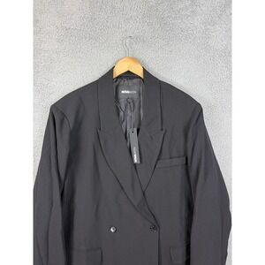 NOVAMEN Suit Jacket Mens XL Black Golden Hour Boxy Double Breasted Stretch New